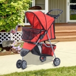 PawHut Dogs Oxford Cloth Three Wheel Pram Red - Suitable for Small Pets