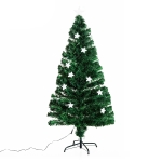 HOMCOM 5ft 150cm Fibre Optic Artificial Christmas Tree W/ Stars Lights-Green
