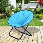 Outsunny Folding Saucer Moon Chair, 80Lx80Wx75H cm, Metal Frame, 600D Oxford Cloth-Blue(c-1)