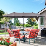Outsunny 4.6 m Twin Parasol with Crank-Cream White(c-2)