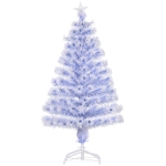 HOMCOM 4ft Artificial Fibre Optic Christmas Tree w/ 26 LED Lights Pre-Lit White Blue