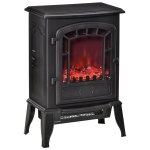 HOMCOM Freestanding Electric Fireplace Stove W/Realistic Flame Effect 1000W/2000W-Black