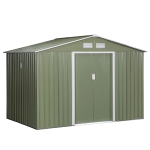 Outsunny 6.2 x 9ft Corrugated Steel Two Door Garden Shed - Light Green