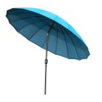 Outsunny Ф255cm Parasol with 18 Sturdy Ribs Push Button Tilt Crank for Garden Blue