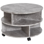 HOMCOM 2-Tier Round Side End Coffee Table, Φ60x39.5H cm-Cement Colour(c-1)