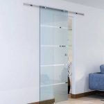 HOMCOM 6.7ft Frosted Tempered Glass Sliding Door w/ Track