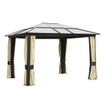 Outsunny 3x3 m Gazebo W/Mosquito Net-Brown/Black/Beige(c-6)