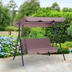 Outsunny Garden Swing Chair with Canopy, 3-Seater-Grey(c-1)