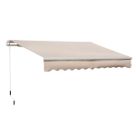 Outsunny 4x2.5m Manual Awning Window Door Sun Weather Shade w/ Handle Beige