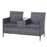Outsunny Rattan Chair Furniture Set W/ Middle Tea Table-Brown(c-2)