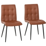 HOMCOM Set of 2 Dining Chairs Upholstered High Back PU Leather Seat with Metal Legs
