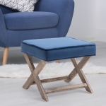 HOMCOM Footstool Ottoman Vintage Footstool W/Padded Seat, Velvet, 49.5Lx45Wx41H cm-Grey(c-2)