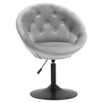 HOMCOM Dining Height Bar Stool Tufted Fabric Adjustable Height Armless Swivel Seat