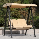 Outsunny 2-Seater Swing Chair Hammock Cushioned Bench Seat-Beige/Black(c-2)