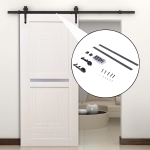HOMCOM Carbon Steel 6.6 FT Sliding Barn Door Hardware Kit-Frosted Black(c-4)