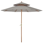 Outsunny 2.7 m Double Tier Outdoor Patio Garden Sun Umbrella Sunshade Wooden Parasol