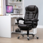 HOMCOM PU Leather Executive Home Office Chair w/ Retractable Footrest Brown(c-2)