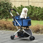 PawHut Detachable Pet Stroller Pushchair 2-In-1 Foldable Dog Cat Travel Carriage Carrying Bag