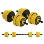 HOMCOM Adjustable 25KGS Barbell & Dumbbell Set Ergonomic Fitness Exercise in Home Gym and Sports Area Plate Bar Clamp Rod