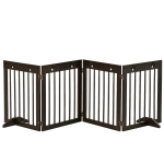 PawHut Freestanding Pet Gate 4 Panel Folding Wooden Dog Barrier w/ Support Feet