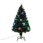 HOMCOM 4ft 120cm Green Artificial Christmas Tree W/ Showflakes Lights