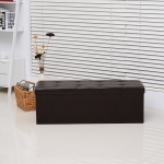 HOMCOM Storage Ottoman Bench Folding Storage Cube, PU Leather-Brown(c-3)