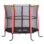 HOMCOM Kids Mini Trampoline with Net, Φ155x122.5H cm, Steel Frame-Pink(c-2)