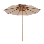 Outsunny 2.7m Patio Double Tier Umbrella Parasol-Beige
