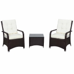 Outsunny 3PC Rattan Sofa set-Brown and Cream with Cover(c-1)