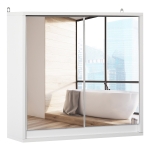 HOMCOM Wall Mount Mirror Cabinet Storage Bathroom Cupboard w/ Door and Shelves White
