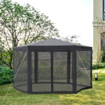 Outsunny Garden Gazebo W/Mosquito Net-Brown(c-4)