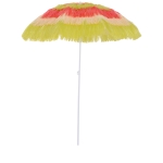 Outsunny Patio Garden Hawaii Beach Sun Umbrella Sunshade Hawaiian Folding Tilting Crank Parasol-Rainbow