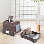 PawHut Cats PP Pull-Out Litter Box Dome with Scoop Coffee