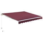 Outsunny 3x4m Retractable Manual Awning Sun Shade Canopy with Fittings and Crank Handle Wine Red
