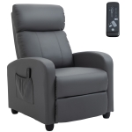HOMCOM Recliner Sofa Chair PU Leather Massage Armcair w/ Remote Control, Grey