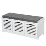 HOMCOM MDF Entryway 3-Drawer Shoe Bench White/Grey