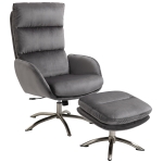 HOMCOM 2 Pieces Modern Stylish Ergonomic Tilt Leisure Armchair and Ottoman with Sponge Padding, Metal Base, for Living Room, Bedroom, Office, Dorm