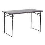 Outsunny 2.8FT Metal Portable Picnic Table Outdoor Furniture, 86Lx86Wx71.5H cm-Black/Brown(c-2)