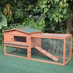 Pawhut 2 Floor Wooden Rabbit Hutch House Bunny Coop Outdoor Garden Backyard, 158L x 58W x 68H cm