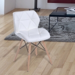 HOMCOM Padded Dining Chair W/Solid Wooden Legs, PU Leather-White(c-1)