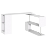 HOMCOM 55" 360° Rotating Corner Computer Desk Modern L-Shaped Home Office Workstation White(c-1)