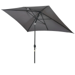 Outsunny 3x2m Patio Umbrella Canopy Tilt Crank Rectangular Sun Shade Steel Dark Grey