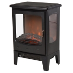 HOMCOM 900W/1800W Tempered Glass Electric Fireplace Heater-Black