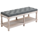 HOMCOM Shoe Rack Bench w/ Button Tufted Seat Cushion for Hallway Bedroom Grey