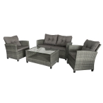 Outsunny 4-Seater Outdoor Patio Furniture Wicker Chair Set Coffee Table w/ Cushions