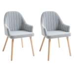HOMCOM Faux Velvet Upholstered Twin-Pair Dining Chairs Grey