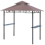 Outsunny 8ft DoubleTier BBQ Gazebo-Coffee