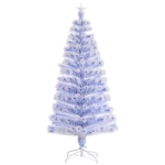 HOMCOM 5ft Artificial Fibre Optic Christmas Tree Seasonal Decoration w/ 20 LED Lights Pre-Lit Easy Store White Blue