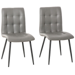 HOMCOM Set of 2 Dining Chairs Upholstered High Back PU Leather Seat with Metal Legs