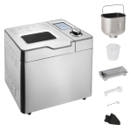 HOMCOM 25 in 1 Bread Machine 0.9 KG Capacity Programmable Stainless Steel Dough Maker with Auto Fruit Nut Dispenser Nonstick Pan 3 Loaf Sizes 3 Crust Colours Keep Warm Time Delay, 550W